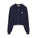 Crop Knit Hood Zip-up