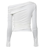 Layered Draped One-Shoulder Long Sleeve