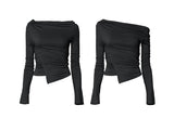 Layered Draped One-Shoulder Long Sleeve