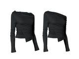 Layered Draped One-Shoulder Long Sleeve