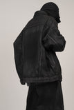 Coated Damage Black Denim Jacket