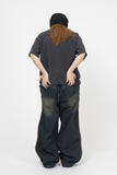 Cross Necklace Damage Pigment Short Sleeve T-Shirt