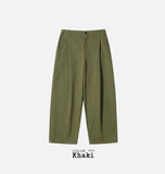 One-tuck cotton wide pants