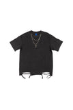 Cross Necklace Damage Pigment Short Sleeve T-Shirt