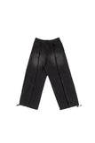 Uneven Fringe Wide Denim