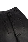 Uneven Fringe Wide Denim