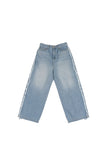 Uneven Fringe Wide Denim