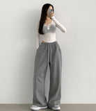 U-neck button-down see-through slim fit t-shirt