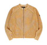 TWO TONE HEAVY KNIT ZIP UP