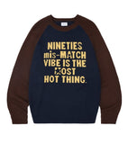 Raglan Two-Tone Knit Pullover