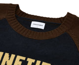Raglan Two-Tone Knit Pullover
