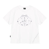Circle Kitty Embroidered Crop Short Sleeve Tee