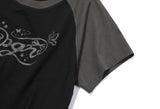 Ribbon Tail Crop Raglan Short Sleeve Tee