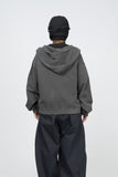 Vintage Washing Crop Hooded Zip-Up