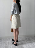 [Belt SET] Stitched Nylon Midi Skirt