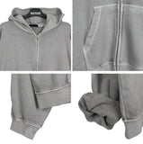 Cardin Pigment Washing Cropped Hooded Zip-Up