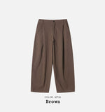 One-tuck cotton wide pants