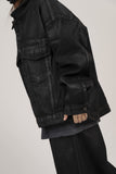 Coated Damage Black Denim Jacket