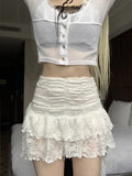 shell lace unbalanced skirt