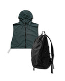 Nylon Layered Crop Hoodie & Rib Nylon Packable Backpack