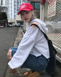 OPEN SHOULDER CUTTING HOODIE