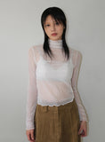 SEE-THROUGH SHIRRING POLA T