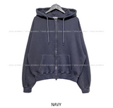 (UNISEX) Meti Pigment Semi-Crop Hood Zip-Up