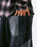 Cut Line Washing Denim Balloon Pants