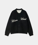SCRIPT TYPE ROUND NECK CARDIGAN