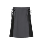 Side bow pleats midi skirt