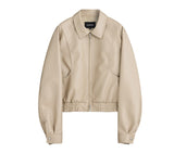 Overfit curved leather blouson