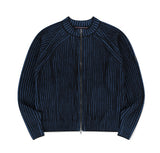 TWO TONE HEAVY KNIT ZIP UP