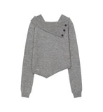 Oblique line button knit