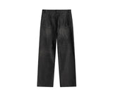 Crack leather loose pants