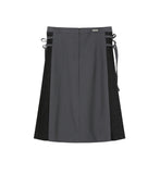 Side bow pleats midi skirt