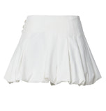 Button Shirred Balloon Skirt