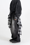 Kiren Check Skirt Layered Denim