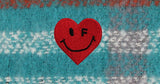 Heart Smile Embroidery Bold Check Muffler