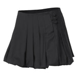 Button Shirred Balloon Skirt