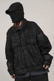 Coated Damage Black Denim Jacket