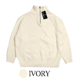 Thick hachi half-open knit zip-up