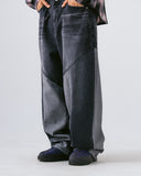 Cut Line Washing Denim Balloon Pants