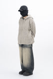 Parady Punching Damage Hooded Knit Zip-Up