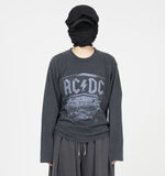 Fle In Black Washing Crop Long Sleeve T-Shirt