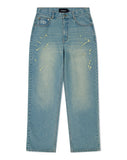 EMB SPLATTER DENIM PANT