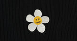 Flower Dot Embroidery Short Sleeve Knit Collar Tee