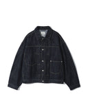 [AG] Pleated Wide Denim Jacket