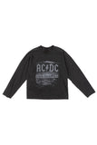 Fle In Black Washing Crop Long Sleeve T-Shirt