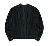 TWO TONE HEAVY KNIT ZIP UP
