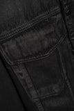 Coated Damage Black Denim Jacket